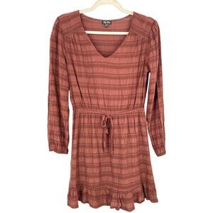 Lily Rose Boho-Style V-Neck A-Line Dress Brown Size Medium